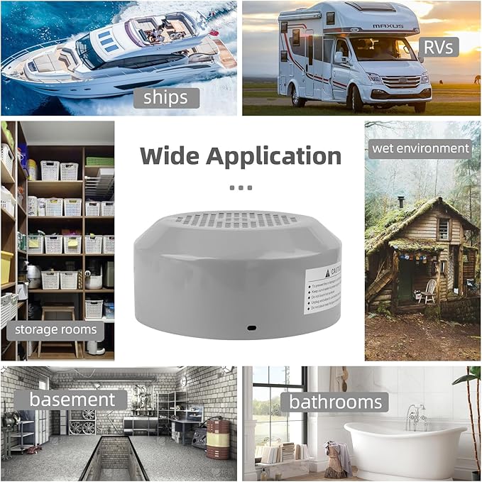 Air Dryer, Removes Water From The Air in a Room Used for RVs Boats and Small Spaces, 120V AC, 70 Watts, Low Power, Micro Dehumidifier