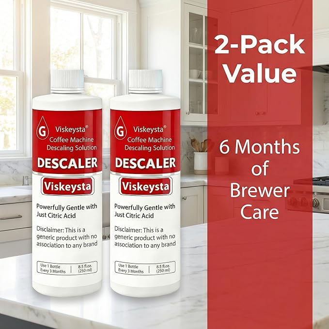 Descaling Solution Compatible with Braun Coffee Machines, 2 Bottles (250ml/8.5 fl oz each)