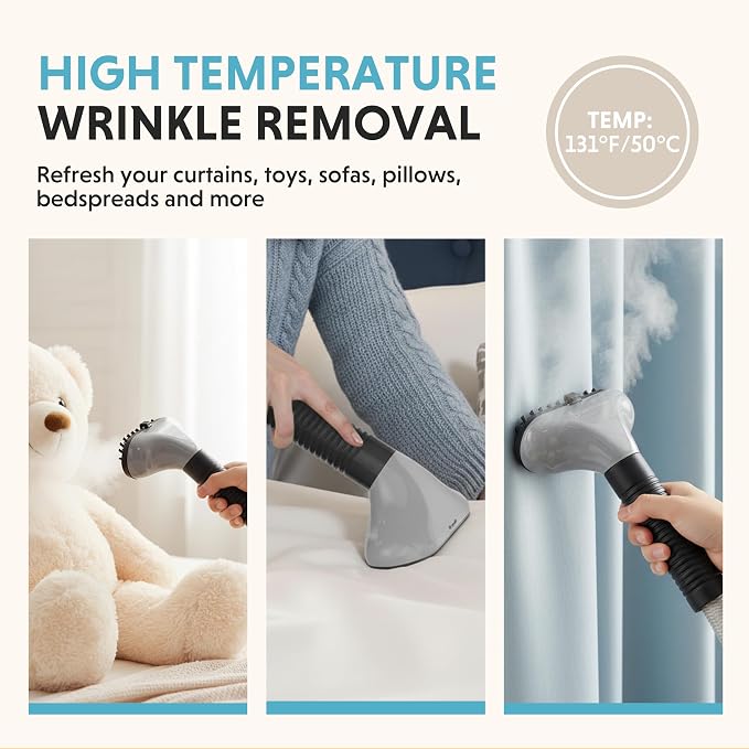 Simple Deluxe Standing Garment Steamer with Wheels, 1500W High-Power Steam, 1.7L Tank for 55 Mins Non-Stop Use, Adjustable Telescopic Pole, Professional Wrinkle Eraser for Clothes, Black