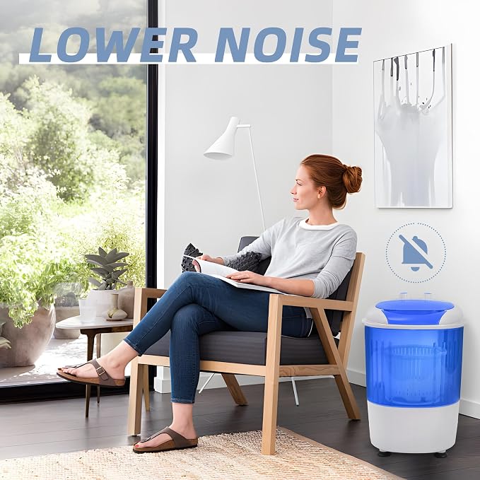 Elevon Mini Spin Dryer Portable Washing Machine, Compact Laundry for Home, Apartment, RV, Blue