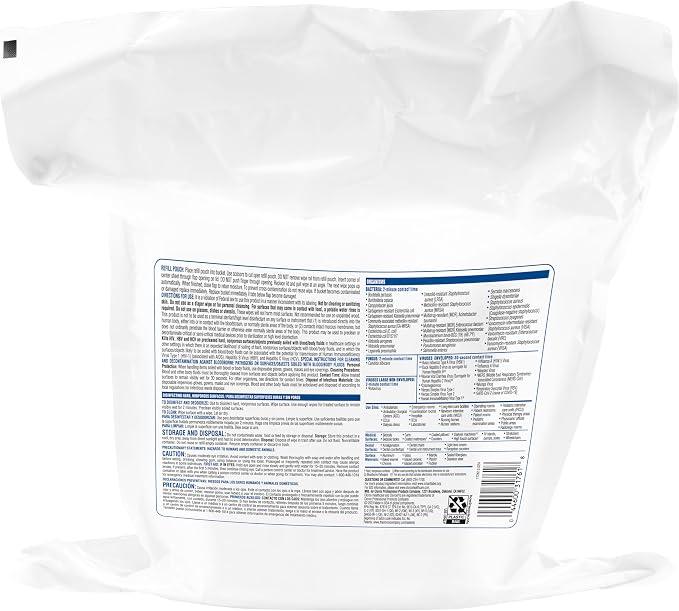 CLOROX Healthcare VersaSure Cleaner Disinfectant Wipes, 12" x 10", 110 Count Refill (Package May Vary)