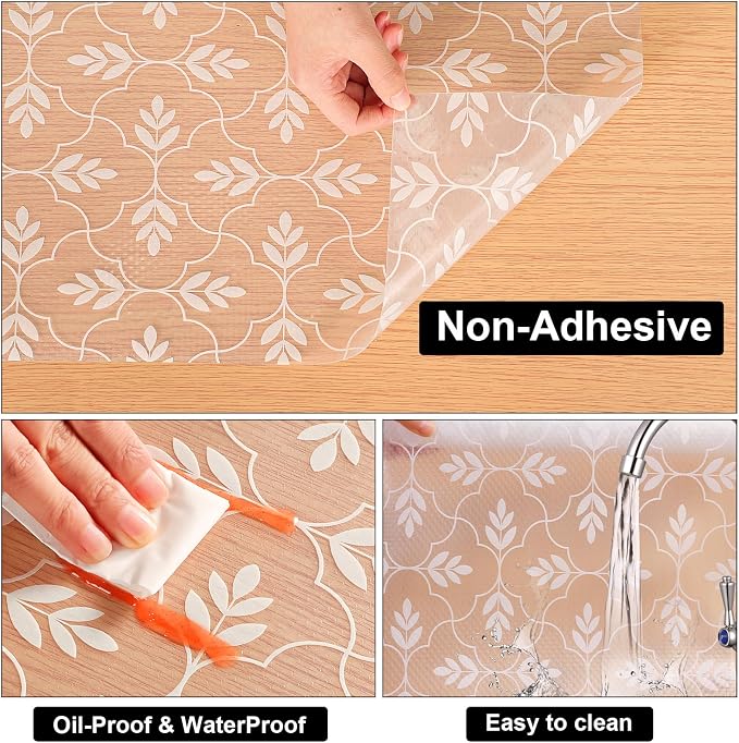 Cooyes Shelf and Drawer Liners for Kitchen Cabinets, Non Adhesive Cabinet Liner, EVA Waterproof Durable Non-Slip Drawer Mats for Shelves, Refrigerator, Storage, Desks(11.8" W x 360" L)