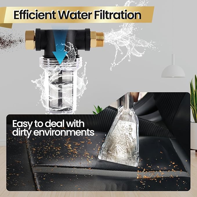 【Upgrade Hard Bristle Brush】Better Extractor Hose Kit for Shop Vac, with 10FT Hoses and 25 FTWater Pipes, Thick transparent shell, Turns Vacuum Cleaner into Carpet Cleaning Machine,2-Year Warranty