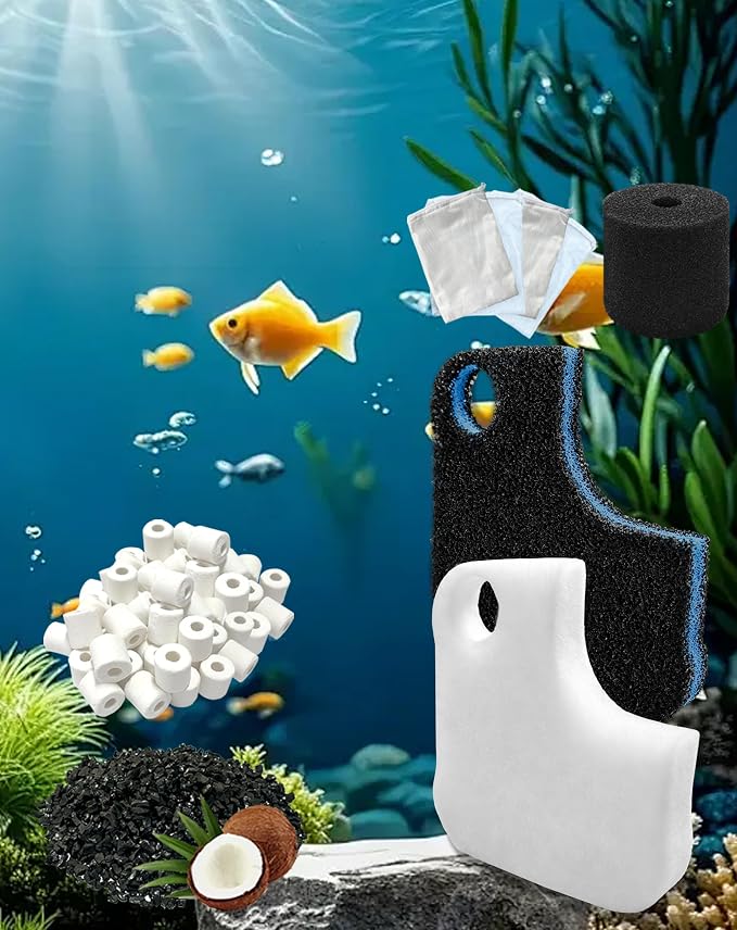 22pcs Filter Media Set Replacement for OASE BioMaster Thermo 2 250, 350, 600 Canister Aquarium Filters, Includes 6 Pre-Filter Foams,6 Filter Pads, 2 Activated Carbons, 2 Ceramic Rings & 4 Mesh Bags