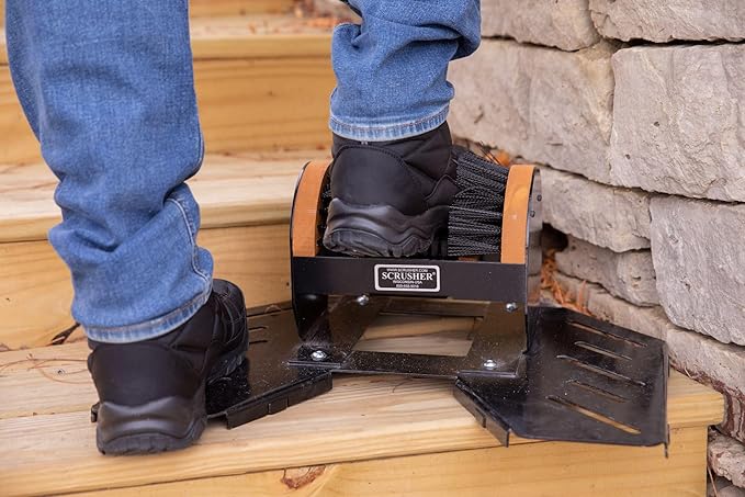 Scrusher - Deluxe Boot & Shoe Cleaner with Steel Base, Weather Resistant Heavy-Duty Outdoor Boot Scrubber, Made in The USA