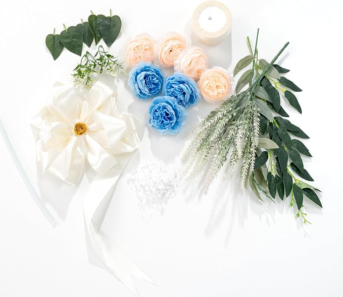 Elegant Wedding Brooms Bride Bridegroom, Jumping The Broom for Wedding, Natural Whisk Broom with Ribbons, Artificial Pearl, Leaves,Roses for Decorative