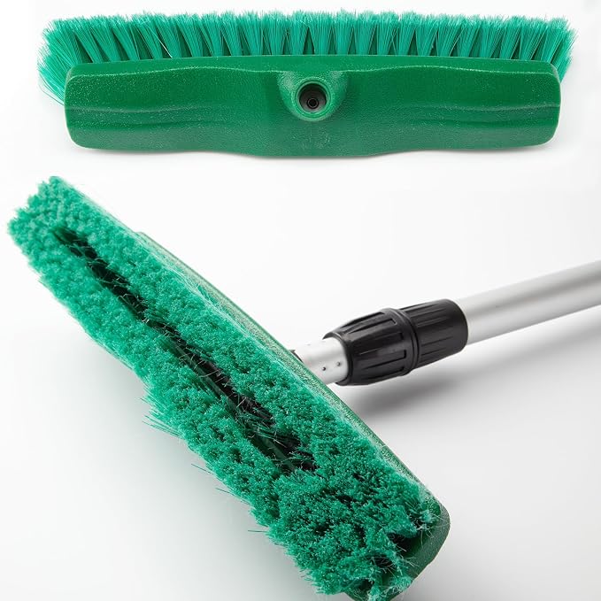 2PACK of Green Bristle(Soft) 12.2" Cleaning Path Outdoor Water Push Floor Broom Green Bristles for Soft Cleaning Car Wash Solar Panel