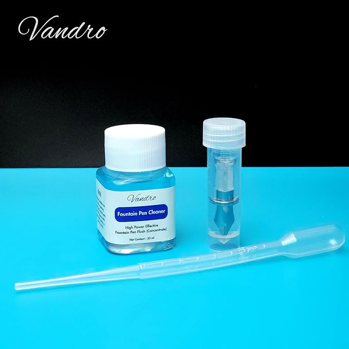 Vandro Fountain Pen Cleaning Flush Kit - High Power Fountain Pen Flush Solution with Accessories