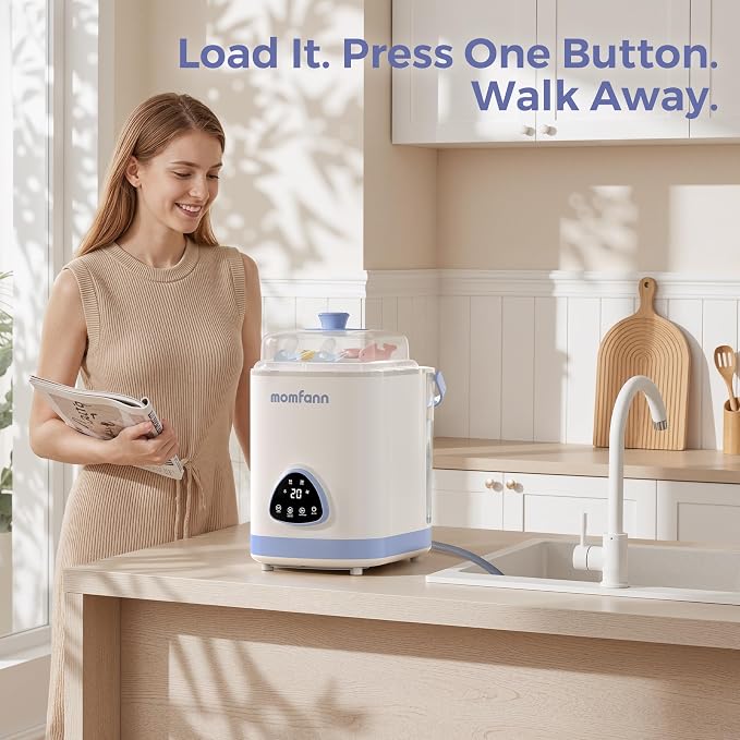 MOMFANN EasePure Pro Baby Bottle Washer, Upgraded 4-in-1 Bottle Washer and Sterilizer and Dryer, Deep Clean for Bottles, Pump Parts & Baby Essentials, Time-Saving Effortless Baby Care