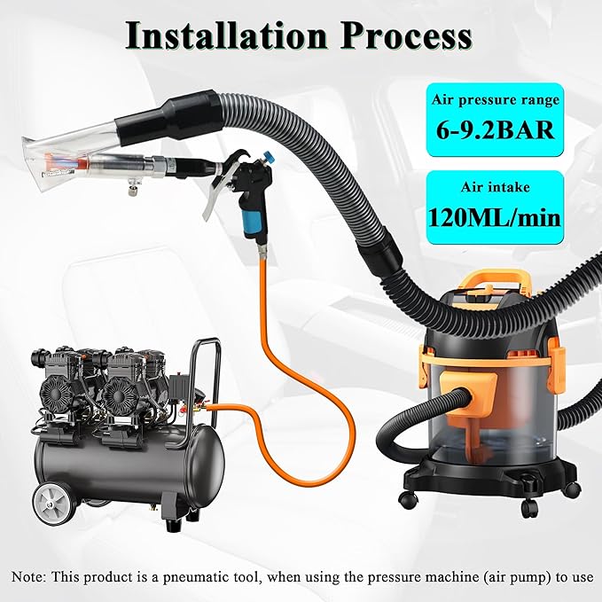 GOCCIDA 2IN1 Car Interior Detailing Air Blow Gun & vacunm Gun with Adjustable Air Flow Nozzle,Cleaning Gun Quickly Blasts Dirt and Dust from Surface Works with Air Compressor(Upgrade Rotate Tube)