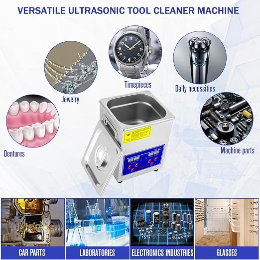 2L Ultrasonic Carburetor Cleaner Machine, Industrial Ultrasonic Parts Cleaner with Heater and Digital Timer, Ultrasonic Carb Cleaner for Repairing Tools Automotive Parts Cleaning, 110V