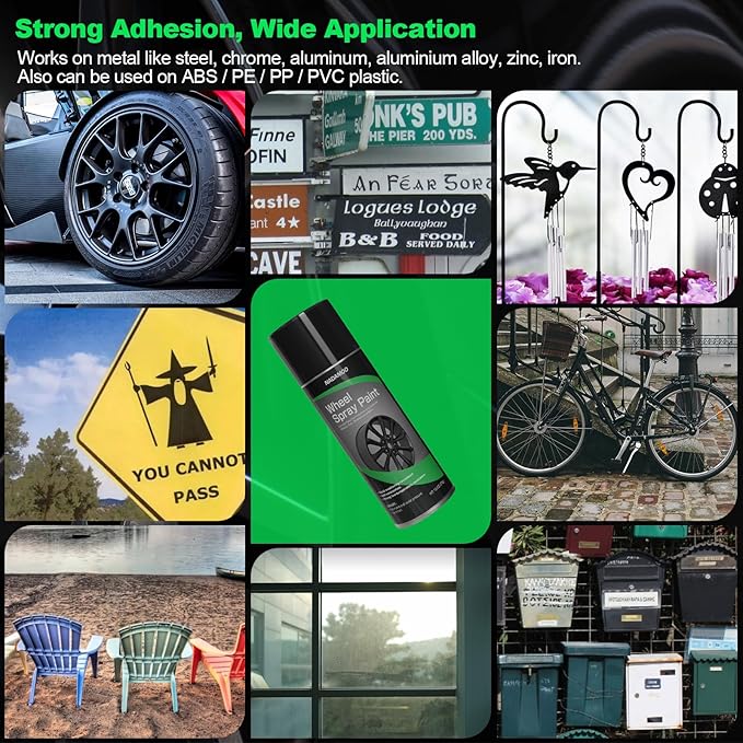 NADAMOO Aluminium Wheel Spray Paint, Aerosol Car Rim Paint for Recolor and Protection, Matte Black, 2 Can, 13 Oz Per Can