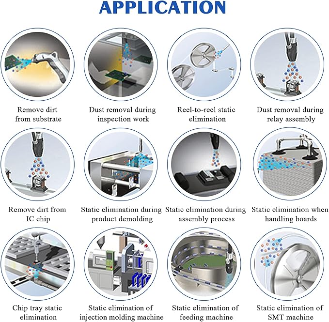Anti Static Guns 4.6KV Ionizing Air Guns for Industrial Electrostatic Elimination (110V)