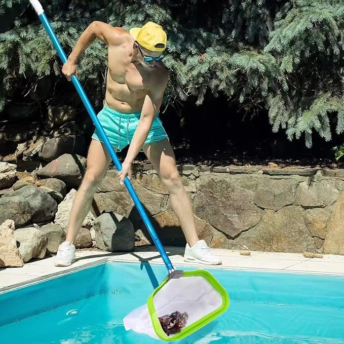 Ultra Fine Mesh Pool Silt Net, Heavy Duty Leaf Rake with Aluminum Frame, Tear Resistance Nylon Basket for Skimming Wet Sand