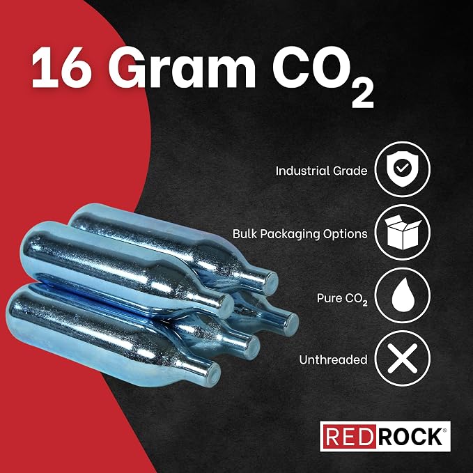 RedRock 16 Gram Unthreaded CO2 Cartridges for RedRock Gallo Drain Gun HVAC Drain Line Cleaner Tool, 60 Pack