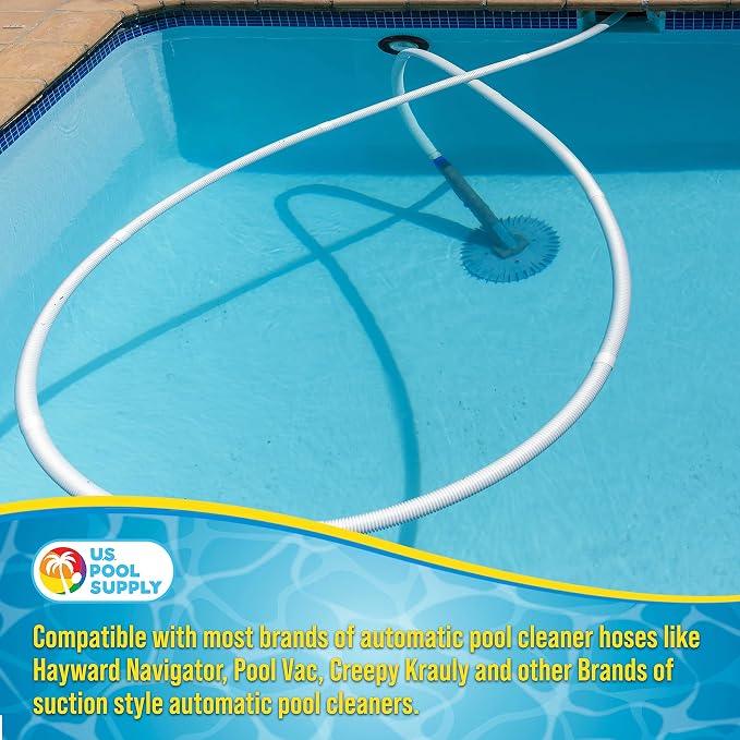 U.S. Pool Supply Pool Vacuum Hose, 8 Piece Pool Hose Set - 40" White Flexible Spiral Wound Connector Sections with 1.5" Male & Female Cuff Ends, Replacement Fits Most Inground Automatic Cleaner Brands
