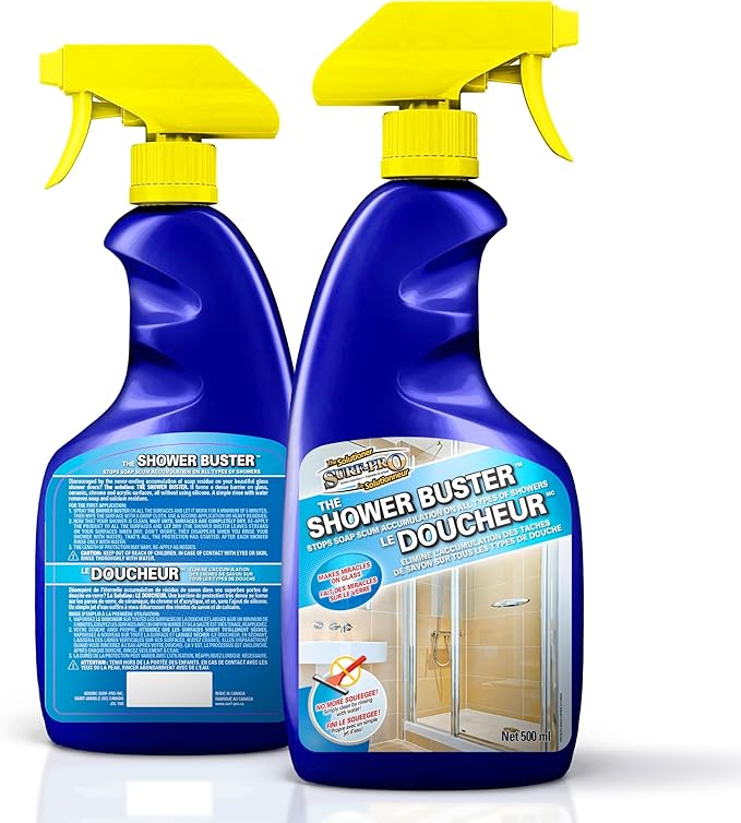 SURF PRO Shower Glass Door Cleaner – Shower Buster Spray for Soap Scum & Hard Water Stains – No Scrub Bathroom Cleaner for Glass, Tile, Chrome, Ceramic, RV and Septic Safe (500ml / 16.9oz)