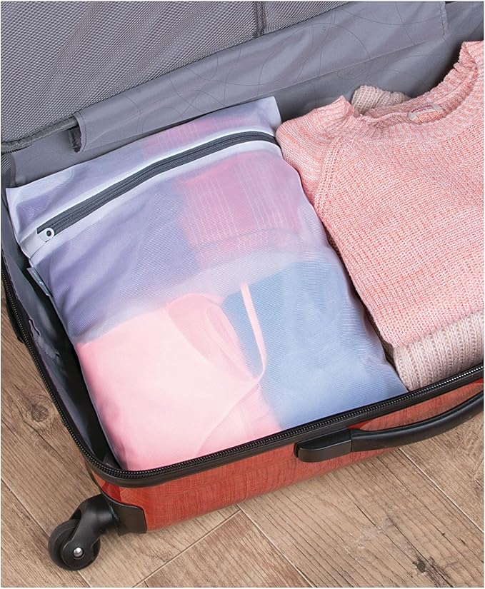iDesign Medium Mesh Laundry Bag for Delicates - Set of 3 - White
