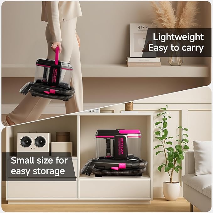 Portable Carpet Cleaner Upholstery Deep Cleaner, Deep Cleaning for Carpet,Car Couch, with Deep Cleaning Solution,Blackpink