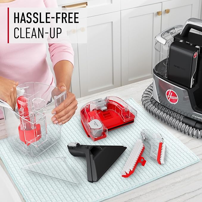 Hoover ONEPWR CleanSlate Cordless Portable Carpet & Upholstery Spot Cleaner Machine, Stain Remover, Auto and Car Detailer, BH14000V, Silver + Hoover CleanSlate 5-Piece Car Cleaning Tool Kitz