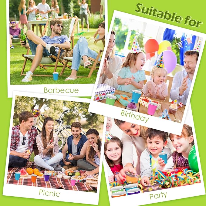 Eaasty 1000 Pcs Disposable Party Plastic Cups 10 Colors 5 Oz/150 ml Plastic Drinking Cups Assorted Colors Disposable Drinking Tumblers for Tasting, Birthday Parties, Picnic, BBQ, Wedding