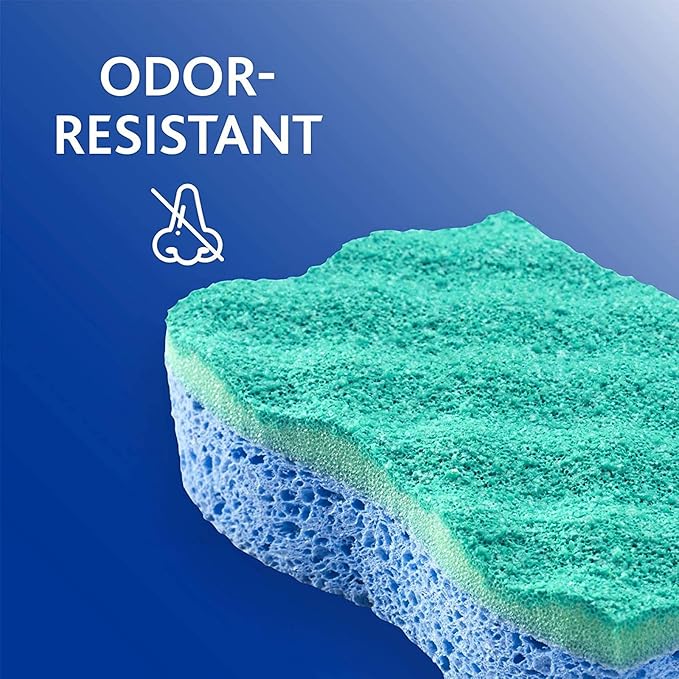 O-Cedar Multi-Use Scrunge Scrub Sponge (12 CT) with Playtex Living Reuseable Rubber Cleaning Gloves (Medium, 3 Pairs)