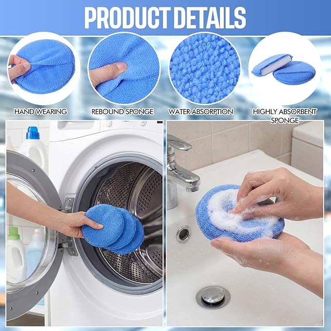 144 Pcs 5 Inch Blue Waxing Sponges Finger Pocket Microfiber Car Polishing Pads, Reusable Buffing Foam Pads for Car Detailing, Cleaning Fine Polishing, Auto/Home Use