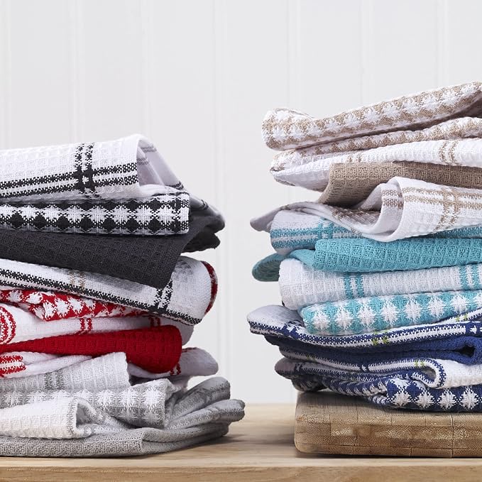T-Fal Premium Waffle Dish Cloths: Highly Absorbent, Super Soft Long Lasting - 100% Cotton, 12"x13" Towel for Cleaning & Drying, (4-Pack), Breeze