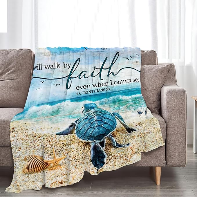 Tijuboni Sea Turtle Ocean Throw Blanket Beach Nautical Gifts for Women Men Girls Boys Kids Adults Soft Flannel Fleece Blanket for Couch Sofa Bed Home Decor 50"x60"