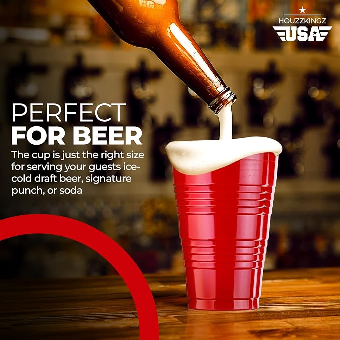 Red Plastic Disposable Cups - 18 Oz., 240 Ct. | Heavy Duty Large Party Cold Drink Plastic Cups Disposable