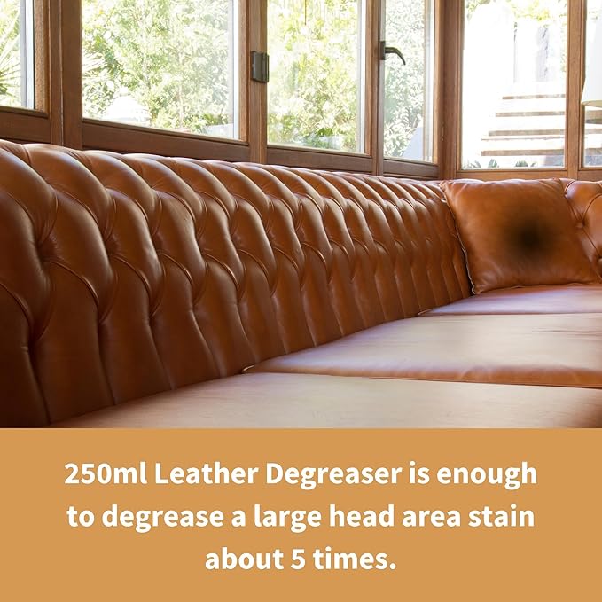 Furniture Clinic Leather Cleaner 8.5 Fl Oz + Leather Degreaser 250ml | Professional Oil & Grease Stain Remover + Everyday Cleaner | All-Purpose Cleaning Solution for Couches, Car Seats, Purses, Shoes