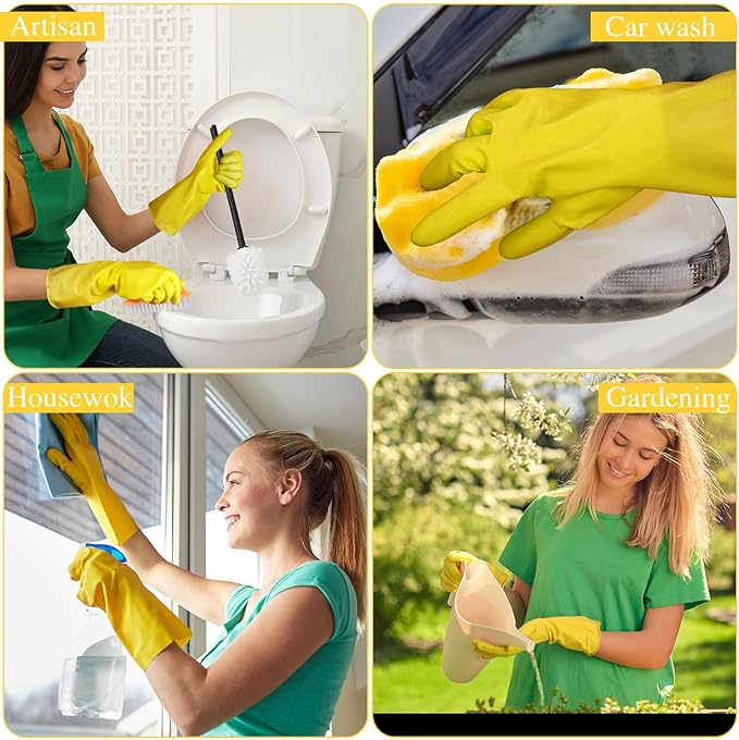 Rubber Reusable Gloves Long Household Dishwashing Gloves Kitchen Cleaning for Dishes Clean Gardening