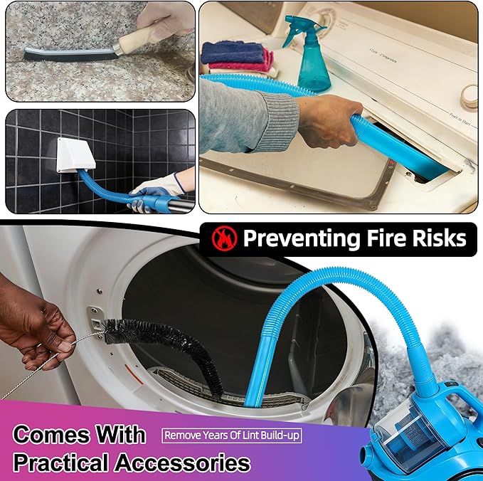 9Pcs Dryer Vent Cleaner Kit for GE Washer Dryer Combo,WH01X35719 Lint Filter replacement with dryer vent brush, Dryer Vent Vacuum Hose Attachment,Hand Washable and Reusable,Models: PFQ97HSPVDS