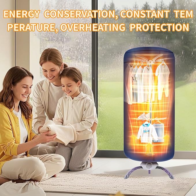 Portable Dryer For Clothes | 900W Quickly Dry Light Clothes and Shoes,Compact Electric Dryer For Apartment, RVs&Travel