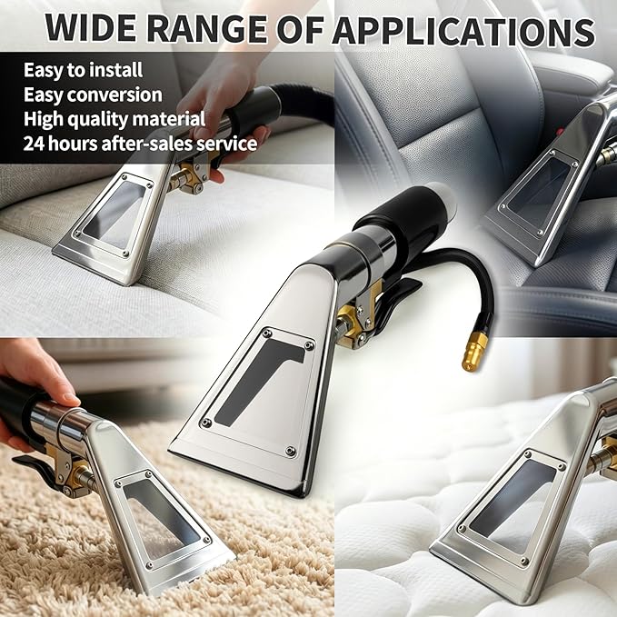 Upgrade Extractors Upholstery Detailing Tool with Viewing Window,Auto Detailing Tools Hand Wand, Carpet Cleaning Extractor with Clear Head for Mytee/ShopVac & Most Portable Carpet Attachment