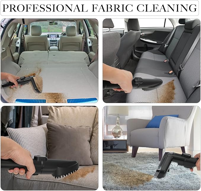 Couch & Upholstery Cleaner Machine, Portable Carpet Shampooer Machine with 18KPa Powerful Suction, Dual Brush Heads for Deep Cleaning Car Seat, Rug, Furniture, Stairs, Sofa, Spot & Pet Mess, Gray