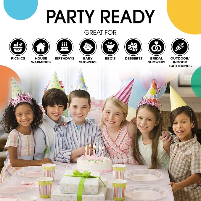 Exquisite Party Solids Clear Plastic Plates For Party Supplies 9" Clear Disposable Plates Heavy Duty 50 Pcs Plastic Dinnerware Sets Heavy Duty 350 GSM Disposable Dinnerware Set