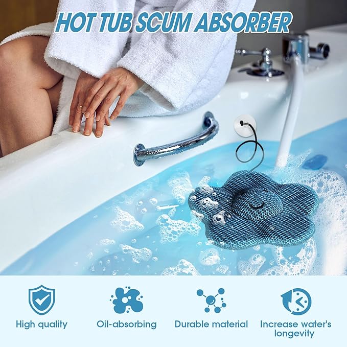 Hot Tub Scum Absorber, Hot Tub Accessories, Spa & Pool Scum Eliminating Balls,Hot Tub Scum Sponge for Hot Tub Oil Absorbing Sponge for Hot Tub Skimmer, Hot Tub Sponge Scum Remover (Flower)