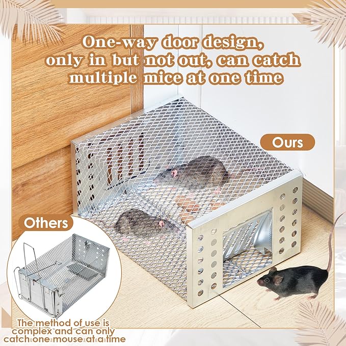 2 Pcs Humane Rat Trap Live Chipmunk Cage Trap for Indoor and Outdoor Small Rodent Animal Mouse Vole Chipmunk Hamsters Live Cage, Catch and Release (Closed)