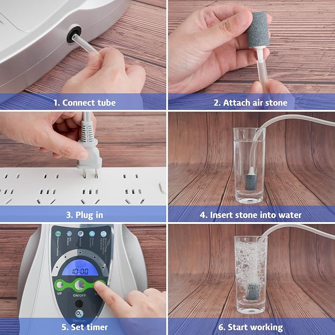 VTAR Ozone Machine, 500mg/h Multipurpose Ozone Machine Purify Air, Water, Fruits, Vegetables, Toothbrushes, Aquarium Cleaner Device in Water - Silver