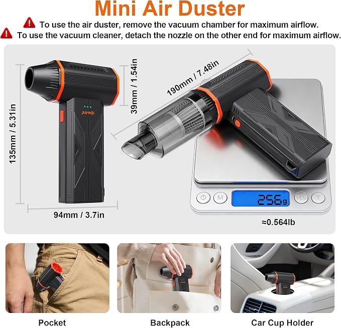 F32MAX Compressed Air Duster-150,000RPM Super Power Electric Air Duster and Vacuum Cleaner & Bag Vacuum Sealer 3-in-1,for PC Keyboard Cleaning, Car Interior Cleaning.