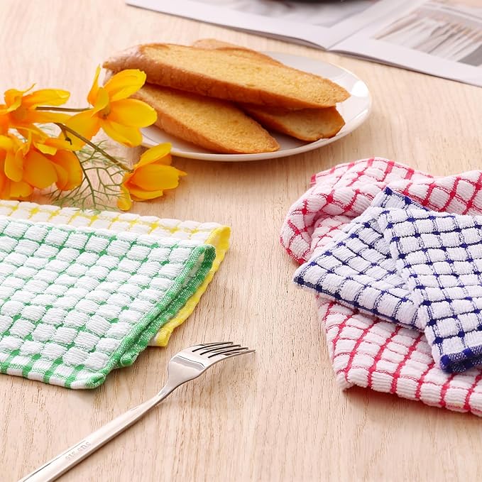 Kitinjoy Cotton 6 Pack Terry Kitchen Towels, 16 x 25 Inches Super Soft and Absorbent Dish Towels, Quick Drying Hand Towels for Kitchen Drying, Blue