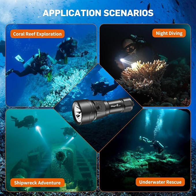 ND51 2500 Lumens Super Bright Dive Light with 4 Modes, Scuba Diving Torch with Button, IP68 Waterproof Professional Submersible Flashlight for Underwater Exploration