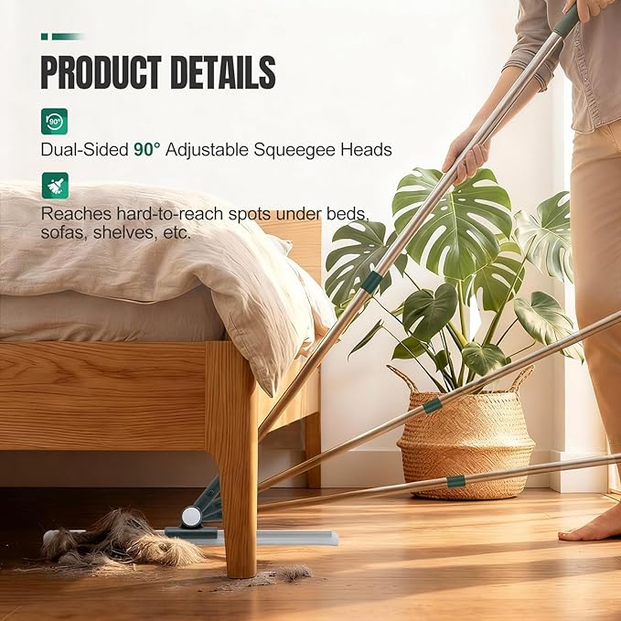 29"-49" Telescopic Pole Floor Squeegee for Concrete Floor, 21.85" Wide Heavy-Duty Squeegee with Detachable Stiff Brush, Large Squeegee Broom for Tile Floor, Garage, Swimming Pool, Bathroom