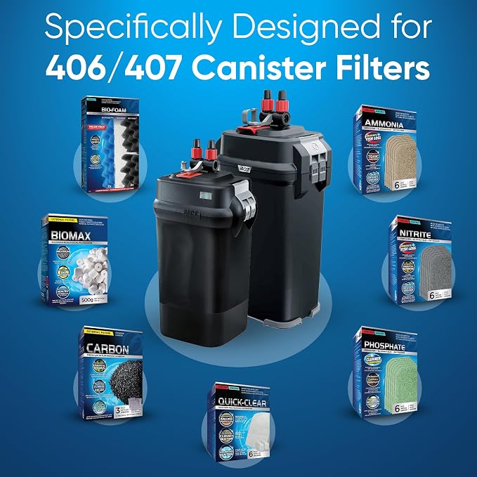36 Pcs 406/407 Filter Media Canister Filter Maintenance & Replacement Filter Media Kit, Quick Clear, Carbon Bags (300g), Biomax (500g), Bio Foam, Phosphate-Ammonia-Nitrite Remover, Including Mesh Bags