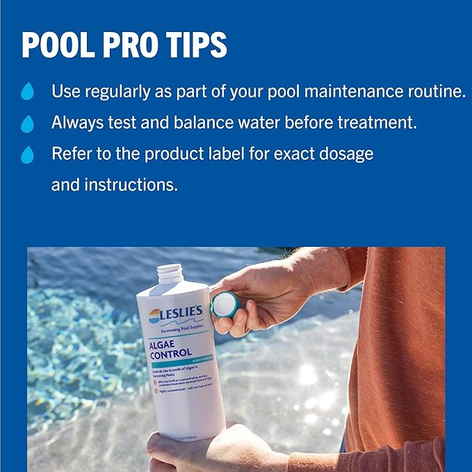 Leslie's Algae Control Pool Algaecide and Algae Preventer for Swimming Pools and Spas - Non-Staining, Non-Foaming Formula - Prevents Algae Growth - 1/2 Gallon