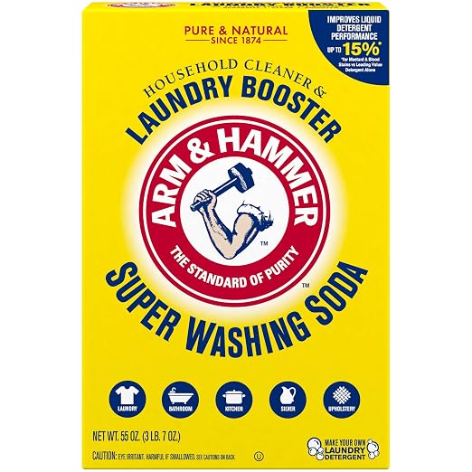 Arm & Hammer Laundry Detergent and Washing Soda Cleaning Bundle (18lb Pail + 55 oz Box)