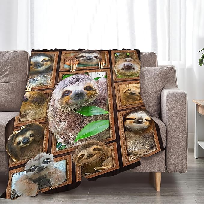 Tijuboni Sloth Throw Blanket Sloth Gifts for Girls Boys Women Men Kids Adults Soft Flannel Fleece Blanket for Couch Sofa Bed Home Decor 60"x80"
