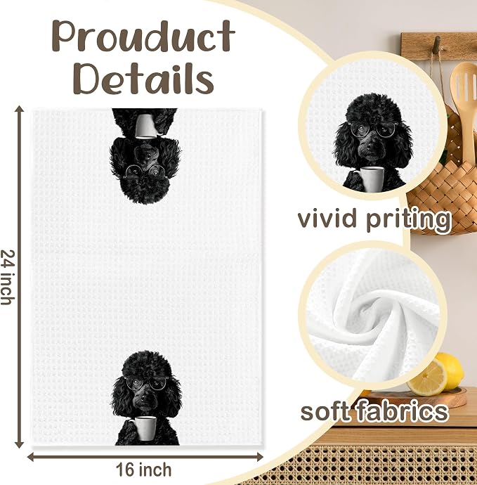 Funny Labradoodle Kitchen Towels, Dog Kitchen Accessories, Dog Chef Gifts for Women Decorative Hand Towels for Kitchen Decor, Coffee Lovers Gifts Dish Tea Towel, 16x24 Inch