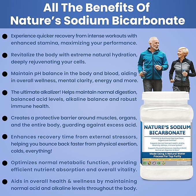 Sodium Bicarbonate Aluminum Free Organic Use bicarbonato de sodio para tomar. Chemical free For Health & Wellness. Bicarbonate of Soda Powder instead of sodium bicarbonate tablets 3.5 Ib